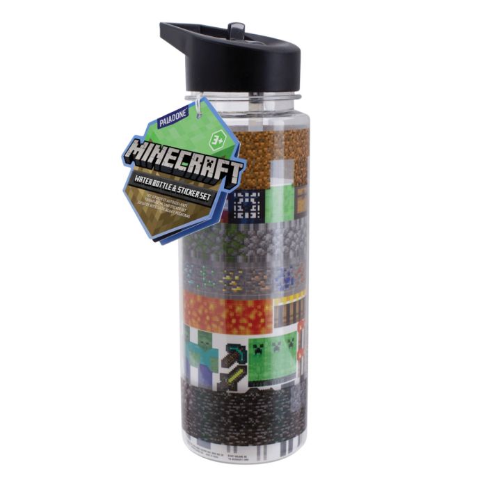 Paladone Minecraft Water Bottle & Stickers V2 (Black)